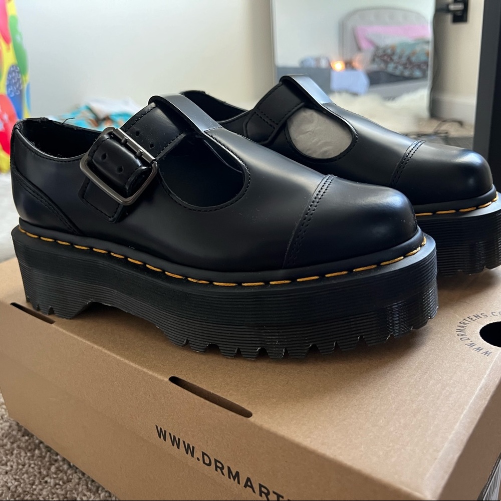 They don’t fit sadly; never worn Size 5 in womens; Bethan Black Dr Martens